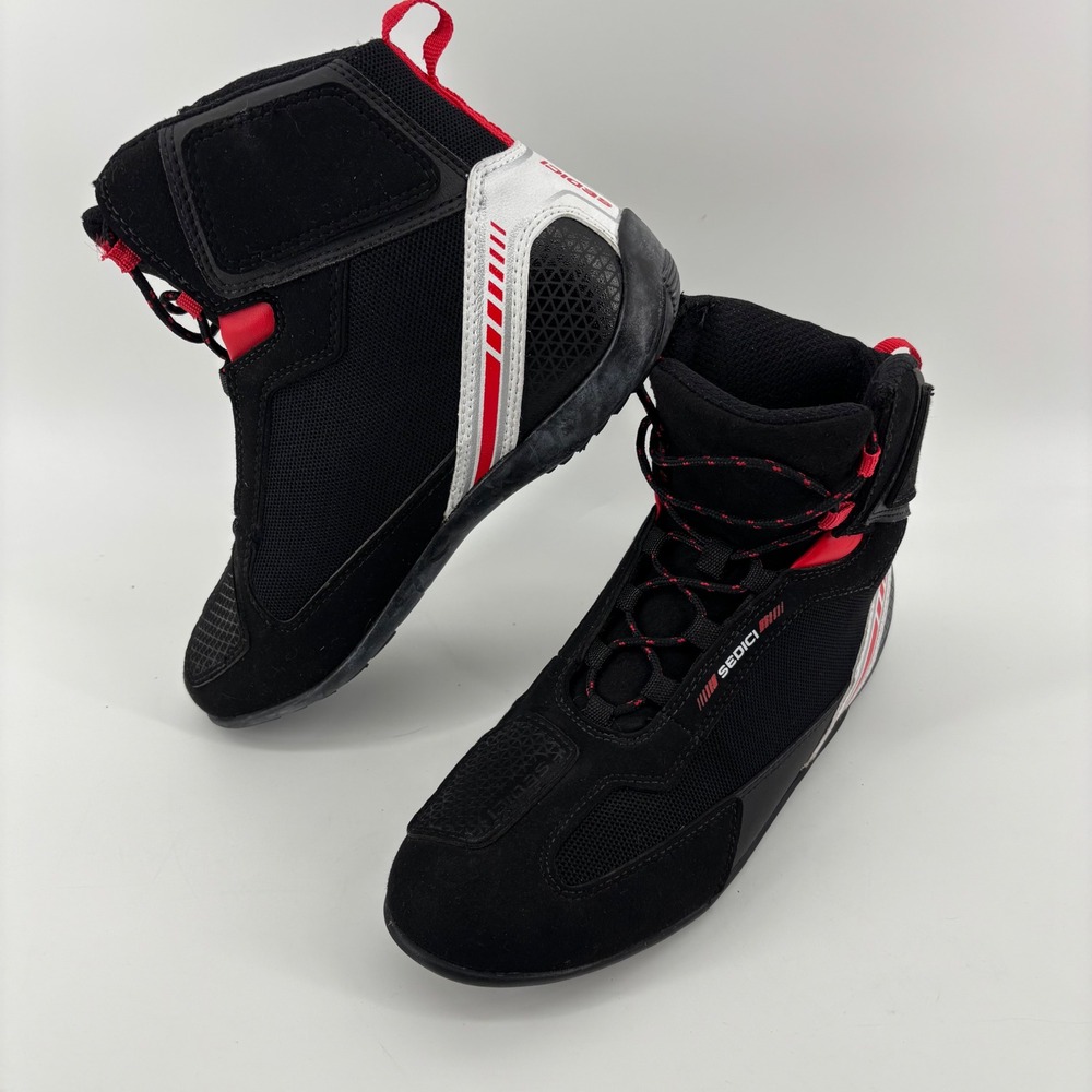 Sedici Sportiva Men Motorcycle Riding Boots Size 12 Black Red Mesh Breathable